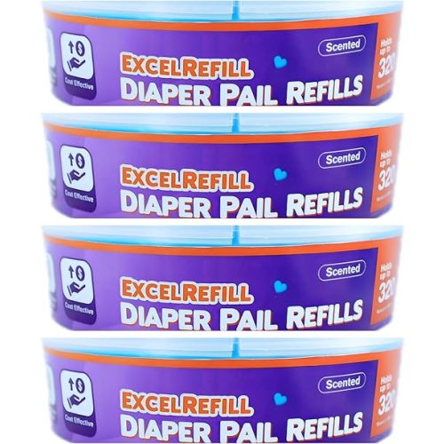Diaper Pail Refills Compatible with Diaper Genie and Munchkin Pails, Scented, 1280 Count (4-Pack,320 Count)