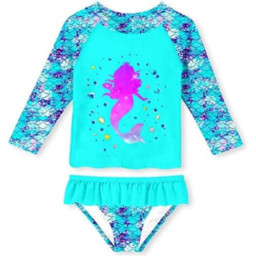 UNIFACO Toddler Girls Swimsuit Rashguard Set Summer Beach Breathable Tankini with UPF 50+ Sun Protection 2-8T