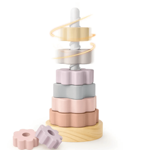 Joyreal Wooden Spinning Stacking Toy for Toddlers Ages 1–3