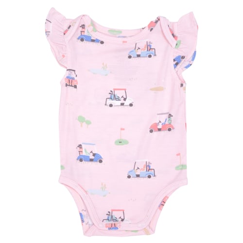 Ruffle Sleeve Bodysuit, Golf Carts Pink