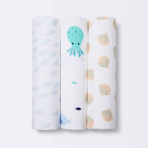 Muslin Swaddle Blankets 3pk - Cloud Island™ Fish