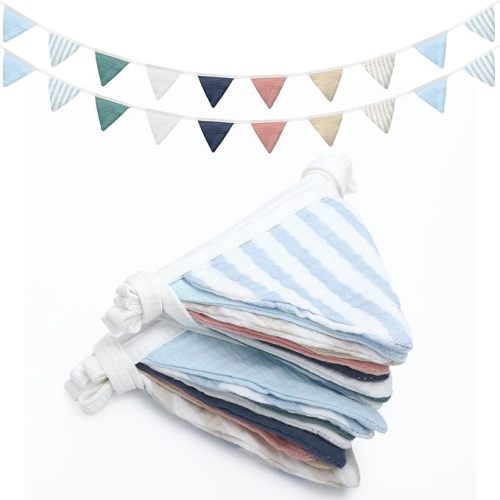 Oudain 15.5 ft Pennant Banner Flags, 2 Pcs Nursery Garland Triangle Bunting Flag Baby Banner for Nursery Decor Baby Birthday Boho Wedding Shower Party Event, Each 7.75 ft(Elegant Color)