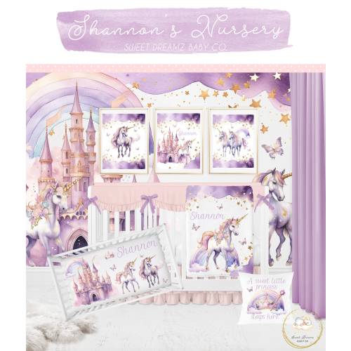 Unicorn Crib Bedding Set, Purple Baby Bedding Set, Unicorn Nursery Newborn, Rainbow Baby Blanket, Custom Crib Bedding Girl, Purple Butterfly