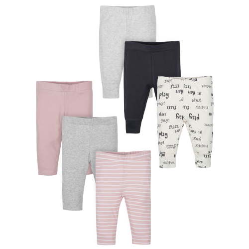 Wonder Nation Baby Girl Active Pants with Cuffs, 6-Pack, Sizes 0M-24M