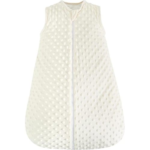 david's kids Fleece Baby Sleep Sack 6-12 Months, 2.5 Tog Minky Warm Winter Baby Wearable Blanket with Plush Dots and 2-Way Zipper, Cotton Inner Lining Sleeping Bags for Boys Girls, Medium Size, Cream