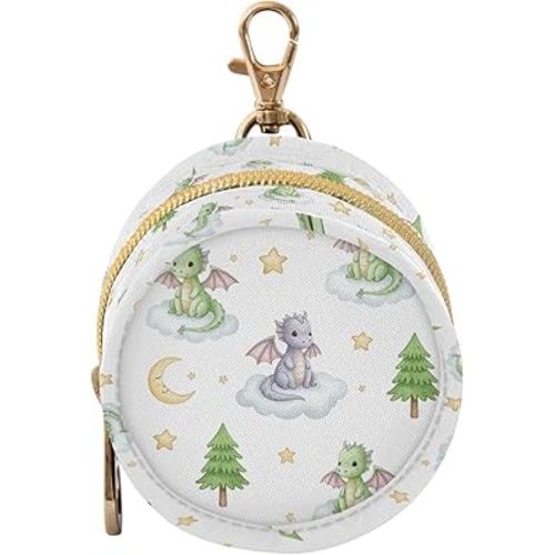 Cartoon Dragons Tree Star Print Pacifier Holder Case for Diaper Bag Portable Travel Pacifier Storage Case with Clip Newborn Baby Pouch for Baby Boys Girls Outdoor Purse
