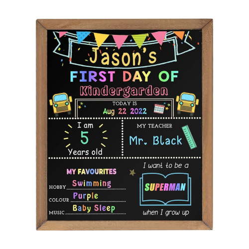 MOQIN First Day and Last Day of School Chalkboard Sign, Reusable Wooden 1st Day of Preschool/Kindergarten Photo Props,10 x 12 Inch Back to School Decorations