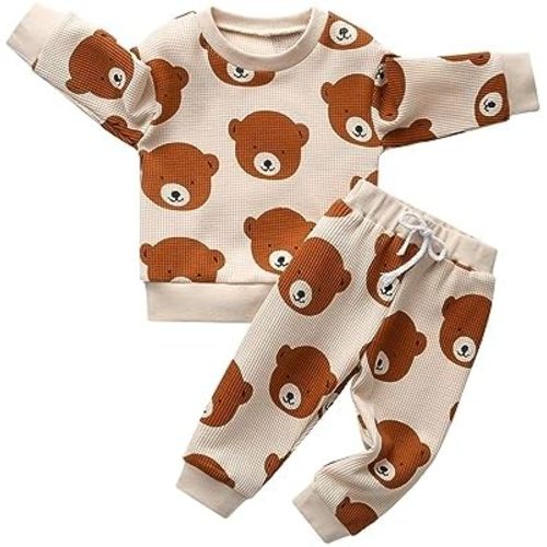 Toddler Baby Boy Clothes Infant Long Sleeve Bear Print Tops + Pants Sweatsuit Outfits