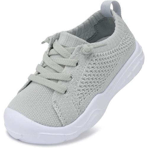 LeIsfIt Toddler Shoes Boys Girls Barefoot Shoes Kids Breathable Sneakers Tennis Shoes Slip on Shoes - 5.5 Toddler - Light Grey