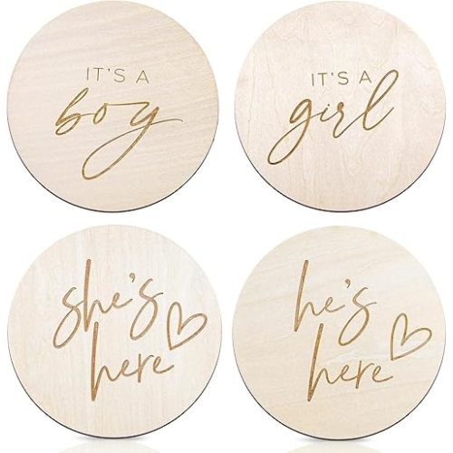 2pcs Its a Boy He's Here Wooden Sign & Its a Girl She' Here, Wooden Boy or Girl Announcement, Birth Announcement Sign for Hospital, He or She Photography Prop