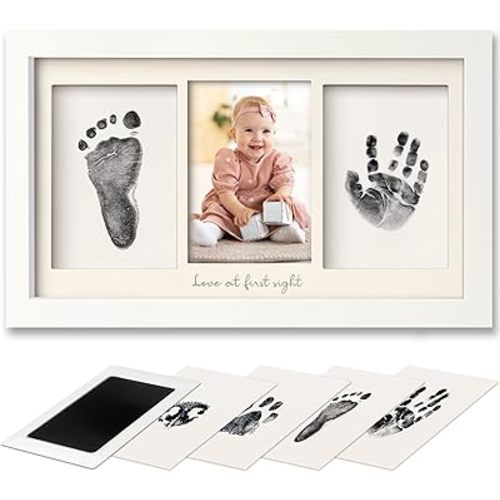 Inkless Hand and Footprint Kit, Boy, Girl, Newborn Keepsake - No Mess Ink Pad for Baby Handprint, Clean Touch Paw Print Kit for Dog Picture Frame,Personalized Baby Christmas Shower Gifts(Alpine White)