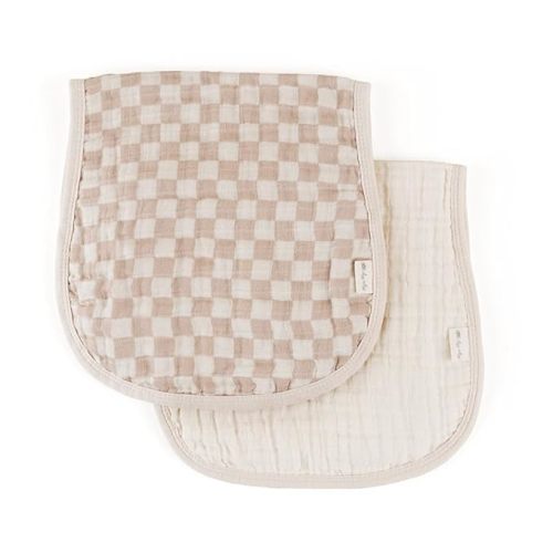 Itzy Ritzy Set of 2 Baby Burp Cloths – Beige checkerboard