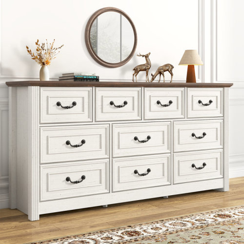 August Grove® Dreonna Farmhouse 10 Drawers Dresser, 63''Rustic Chest Of Drawers For Living Room, Hallway, Bedroom & Reviews | Wayfair