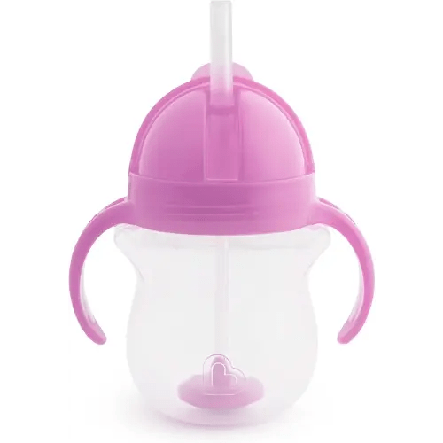 Munchkin® Any Angle™ Weighted Straw Trainer Sippy Cup with Click Lock™ Spill Proof Lid, 7 Ounce, Purple