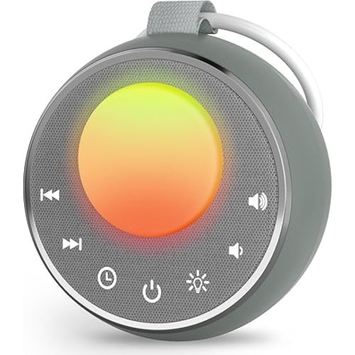 Peakeep White Noise Portable Sound Machine Sleeping Light for Adults Baby, Loud Clear Speaker, 25 Hours Continuous Audio 27 Noise Fan Nature No-looping Sounds, 30 Volume, Battery Operated
