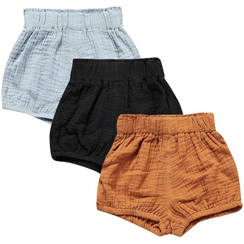 MYGBCPJS Baby Girls Boys 3 Pack Cotton Linen Blend Cute Bloomer Shorts Loose Harem Shorts