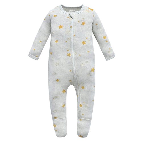 Owlivia Organic Cotton Baby Pajamas, Boys Girls Zip Front Sleep 'N Play Pjs, Footed Sleeper, Long Sleeve