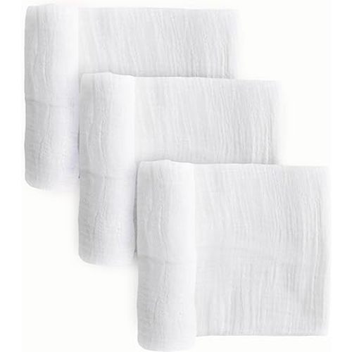 Little Unicorn Premium Muslin Swaddle Blanket 3 Pack | for swaddling, Play, Nursing & More | Giftable Set of 3 (White)