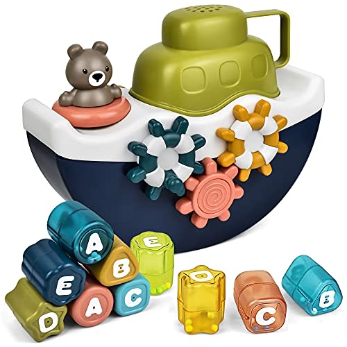 LiKee Baby Bath Boat Toys for Bathtub Shower Beach Infant Toddlers Kids Boys Girls Age 1 2 3 4 5 6 Years Old (Blue)