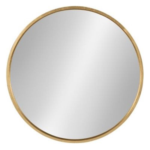 Travis Round Wood Accent Wall Mirror - Kate and Laurel All Things Decor, Color: Gold, Size: 26" x 26"