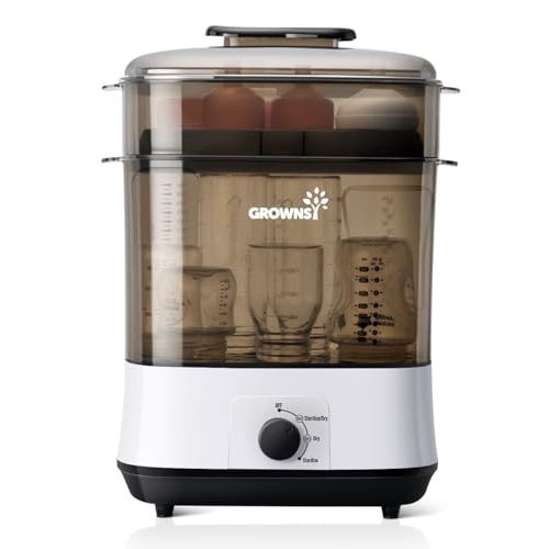 GROWNSY Adjustable 3 IN 1 Large Bottle Sterilizer and Dryer, Electric Steam Baby Bottle Sterilizer, Sanitizer for Baby Bottles & Pacifiers, Breast Pump Parts