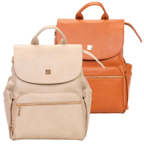 The Bailey - Taupe Vegan Leather Diaper Backpack
