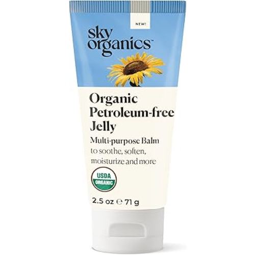 Sky Organics Organic Petroleum-free Jelly, Multi-Purpose Skin Care Balm with Organic Shea Butter, Coconut Oil, Olive Oil & Vitamin E, Moisturizing Lip Balm & Moisturizer for Dry Skin, 2.5 Oz