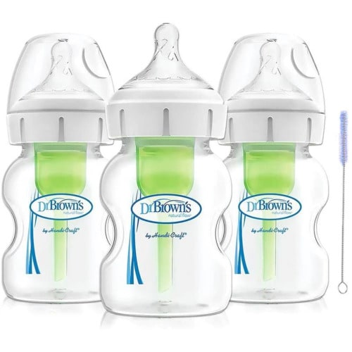 Dr. Brown's Options+ Wide-Neck Glass Baby Bottles, 5 Ounce, 3 Count