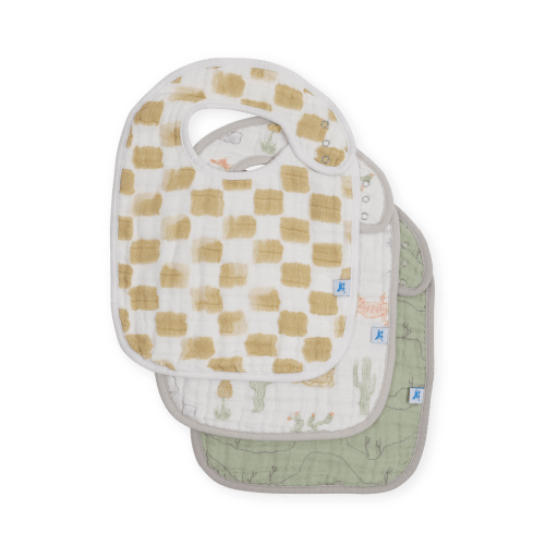 Cotton Muslin Classic Bib 3 Pack - Adobe Checker