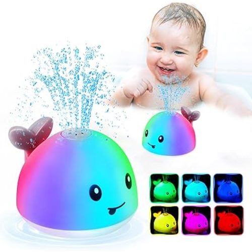 Light Up Bath Toys for Kids Ages 1-3, Rechargeable Whale Bath Toy Sprinkler for Babies 6-12 12-18 Months, Easter Basket Stuffers Boys Girls Gifts for Toddlers Infants 1 2 3 Years Old