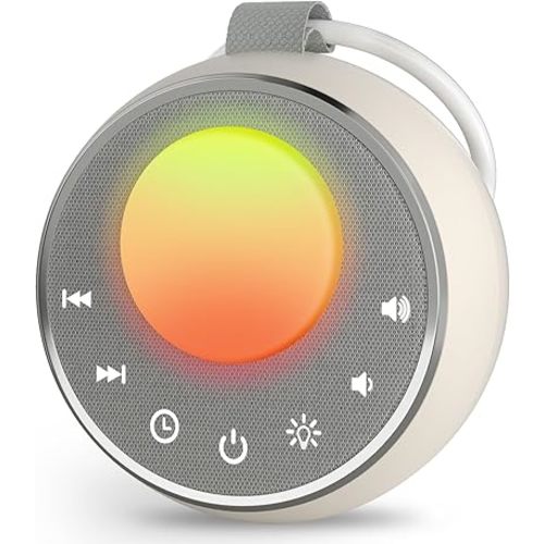 Peakeep Portable Sound Machine with Sleeping Light for Baby, White Noise Lullaby Hush Heartbeat Fan 27 Sounds, 3 Dimmers Dimmable, Travel Battery Machine 30 Volume Loud, 25 Hours Continuous Audio