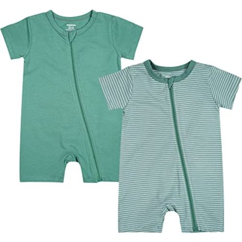 Teach Leanbh Baby Boys or Girls 2 Pack Pajamas Cotton Short Sleeve Zipper Romper Jumpsuits Sleep and Play 3-24 Months …