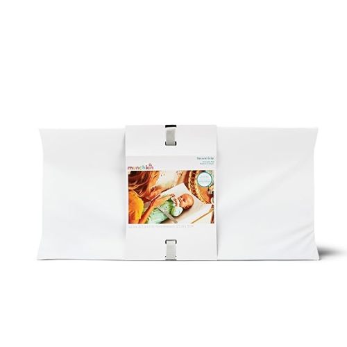 Munchkin® Secure Grip Waterproof Baby Changing Pad for Dresser, Wipeable Contoured Diaper Changing Mat with Safety Straps and Non-Slip Grip, 14.75 x 31, White