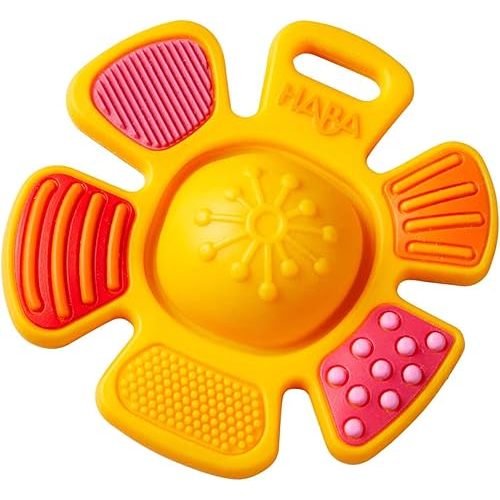 HABA Silicone Teethers for Babies 6-18 Months - Popping Flower Fidget Toy and Silicone Teether Ring and Grasping Toy for Safe Sensory Development - Dishwasher Safe Baby Essentials