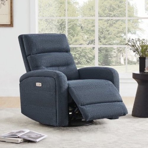 CHITA Power Glider Recliner Chair, 270° Swivel Recliner with USB Ports for Nursery, Fabric in Blue