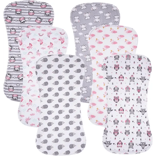 6 Pack Cotton Baby Burp Cloths Extra Absorbent Soft for Baby Boys and Girls (Multi02)