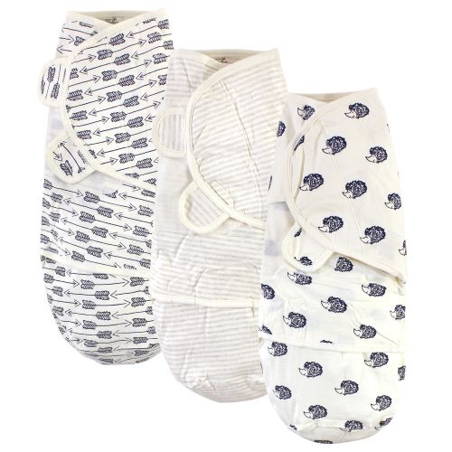 Touched by Nature Baby Boy Organic Cotton Swaddle Wraps, Hedgehog, 0-3 Months - Hedgehog - 0-3 Months