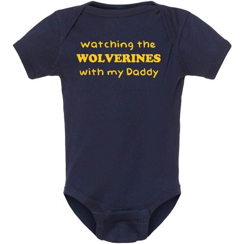 Watching the Wolverines with my Daddy Baby Boy Bodysuit Outfit Romper Gift