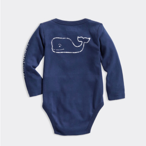 Baby Long-Sleeve Vintage Whale Body Suit