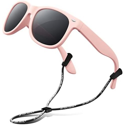 RIVBOS Kids Sunglasses Polarized UV Protection Flexible Rubber Glasses Shades with Strap for Boys Girls RBK004