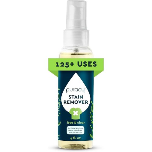 Puracy Stain Remover - Cleaning Spray, Clothes Stain Remover for Clothes, Laundry Stain Remover Spray for Clothes, Travel Stain Remover, Oil Stain Remover - Natural Spot Cleaner - Free&Clear 4 fl oz