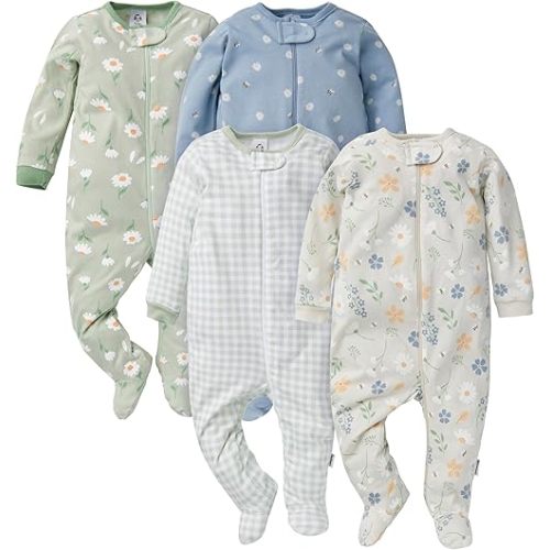 Gerber Baby Girls' 4 Pack Sleep 'N Play Footie