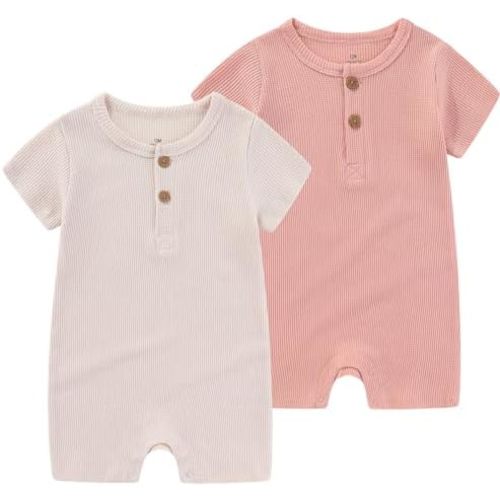 Baby Short Sleeve Bodysuits Solid Romper one-Piece Newborn Baby Clothes 2 Pack Baby Shower Gifts