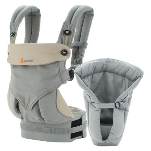 Ergobaby 360 All Carry Positions Ergonomic Baby Carrier with Bundle of Joy Infant Insert - Gray