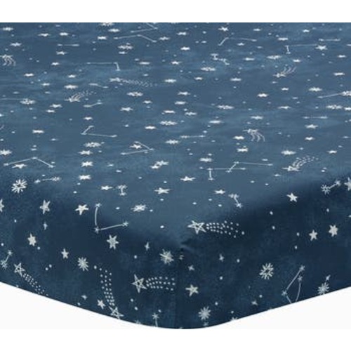Sky Rocket Stars/Galaxy/Space 100% Cotton Fitted Crib Sheet