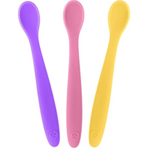  WeeSprout Silicone Baby Spoons - First Stage Infant Feeding  Spoons With Soft-Tip, Bendable Baby Utensils for Parent & Self-Feeding,  Ultra-Durable & Chewproof, Dishwasher Safe, Set of 3 : Baby