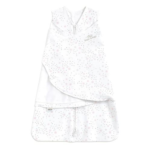 HALO 100% Cotton Sleepsack Swaddle, 3-Way Adjustable Wearable Blanket, TOG 1.5, Midnight Moons Pink, Newborn, 0-3 Months