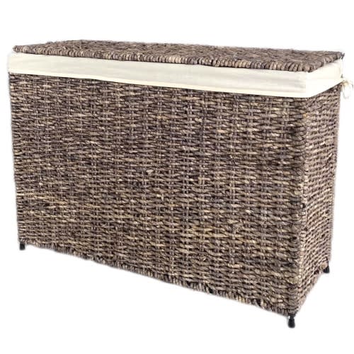 Woven Maize 3-Section Lined Hamper