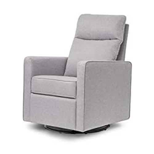 DaVinci Gabby Pillowback Swivel Glider in Polyester, MISTY GREY, Greenguard Gold & CertiPUR-US Certified