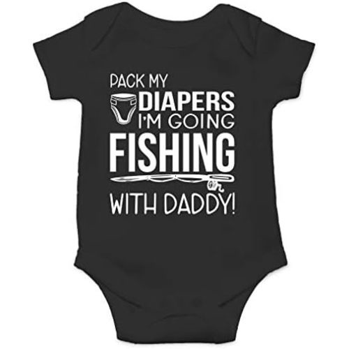AW Fashions Pack My Diapers, I'm Going Fishing With Daddy Baby Bodysuit Newborn Boy Outfits Cute Romper